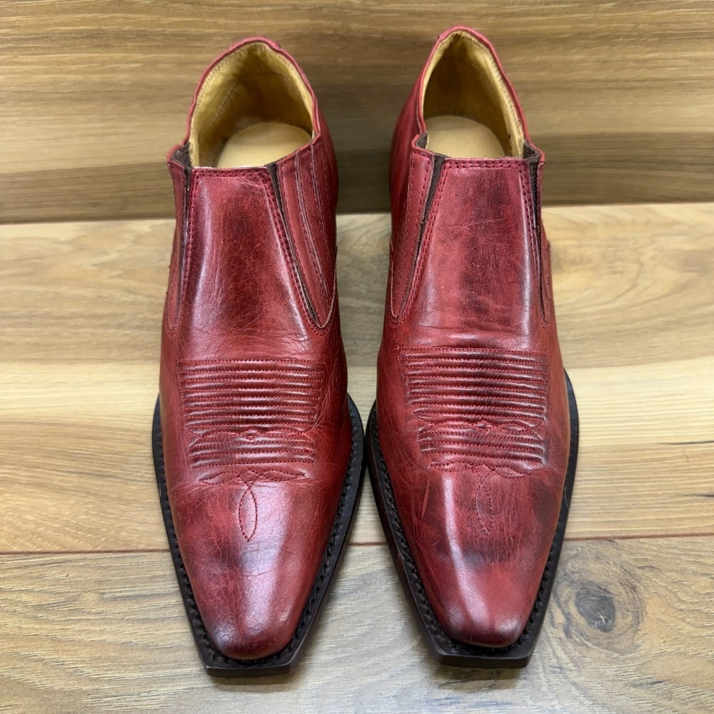 Charlie‎ 1 Horse Red Leather Western Shootie Womens 6.5 B Snip Toe Cowgirl Rodeo